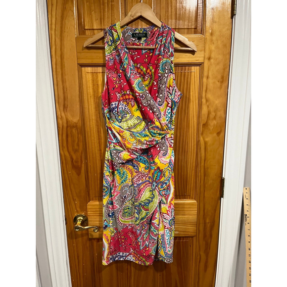 Lauren Ralph Lauren Dresses & Skirts - Lauren Ralph Lauren Rutched Maximalist Paisley Colorful Shift Dress Size 4